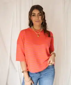 Alternative view of Syna Stripe Shirt Happy Pink Orange