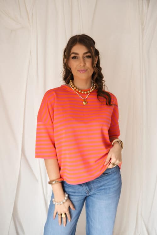 Alternative view of Syna Stripe Shirt Happy Pink Orange