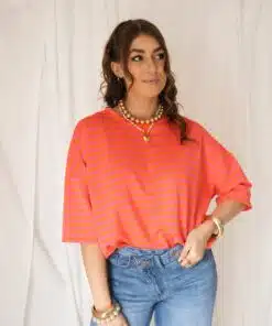 Syna Stripe Shirt Happy Pink Orange