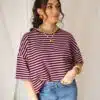 Syna Stripe Shirt Bordeaux Pink