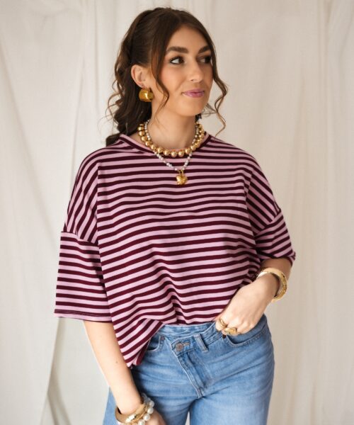 Syna Stripe Shirt Bordeaux Pink