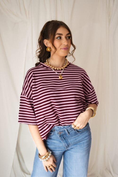 Syna Stripe Shirt Bordeaux Pink