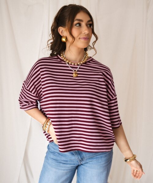 Alternative view of Syna Stripe Shirt Bordeaux Pink