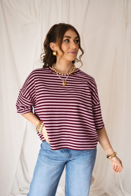 Alternative view of Syna Stripe Shirt Bordeaux Pink