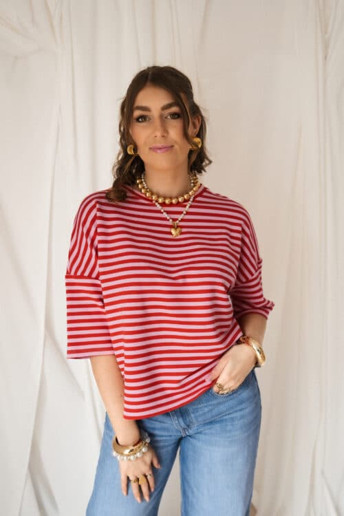 Alternative view of Syna Stripe Shirt Red Pink