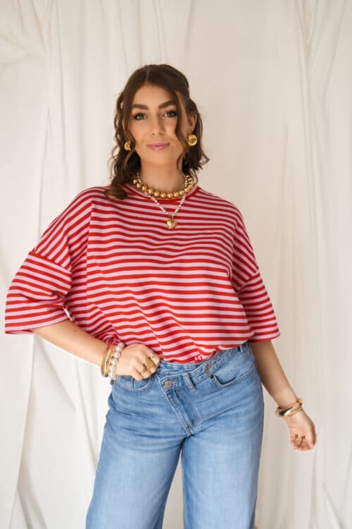 Syna Stripe Shirt Red Pink