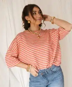 Syna Stripe Shirt Peach Beige