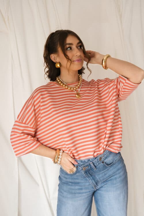 Syna Stripe Shirt Peach Beige