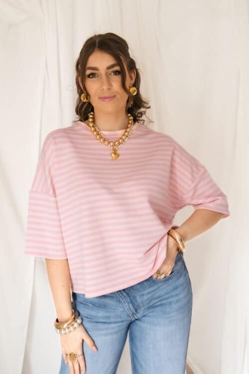 Syna Stripe Shirt Pink Beige