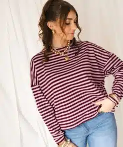 Alternative view of Alice Striped Sweater Bordeaux  Pink