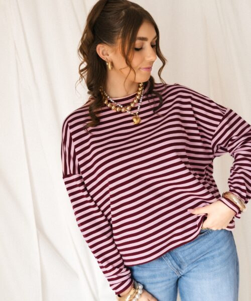 Alternative view of Alice Striped Sweater Bordeaux  Pink
