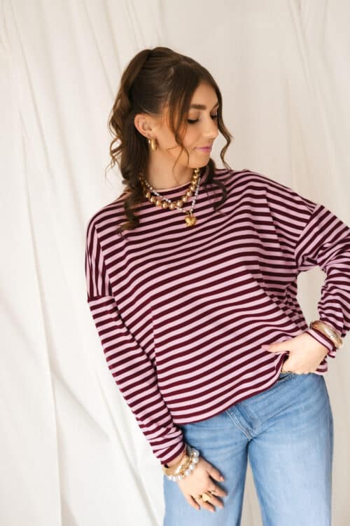 Alternative view of Alice Striped Sweater Bordeaux  Pink