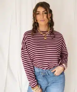 Alice Striped Sweater Bordeaux  Pink