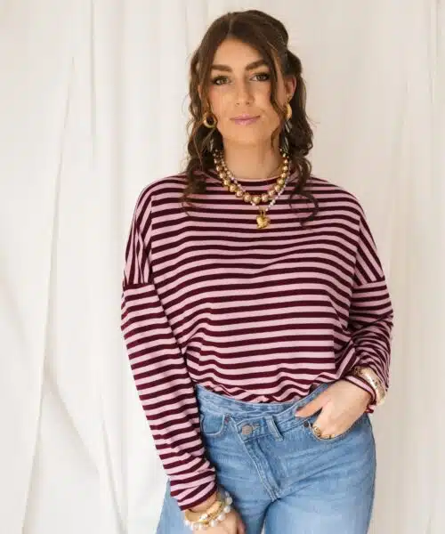 Alice Striped Sweater Bordeaux  Pink