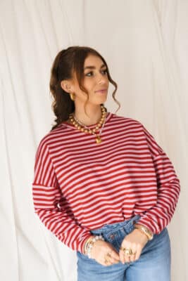Alice Striped Sweater Red Pink
