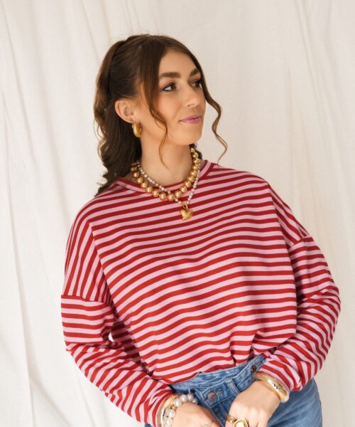 Alice Striped Sweater Red Pink