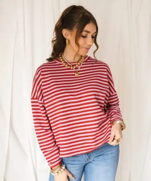 Alternative view of Alice Striped Sweater Red Pink