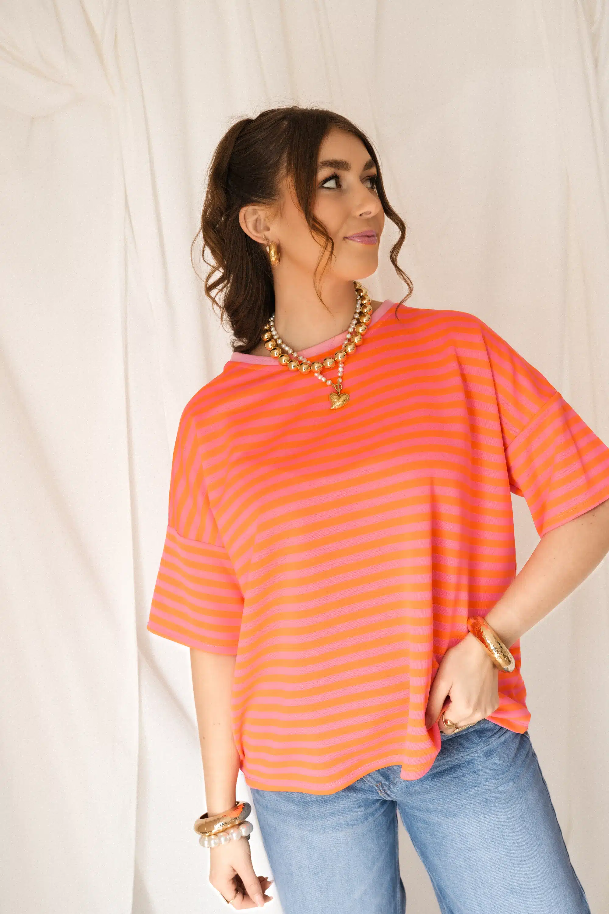 Nya Stripe Top Happy Orange Pink - Afbeelding 3
