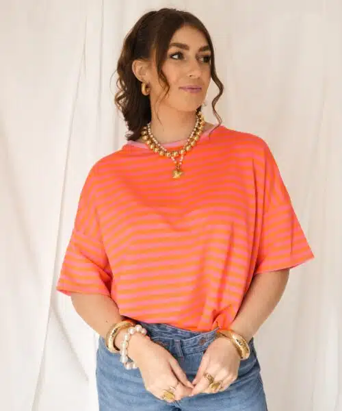 Nya Stripe Top Happy Orange Pink