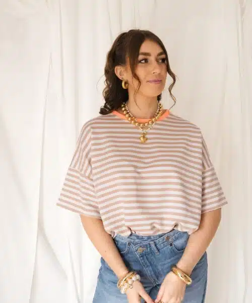 Alternative view of Nya Stripe Top Beige Orange