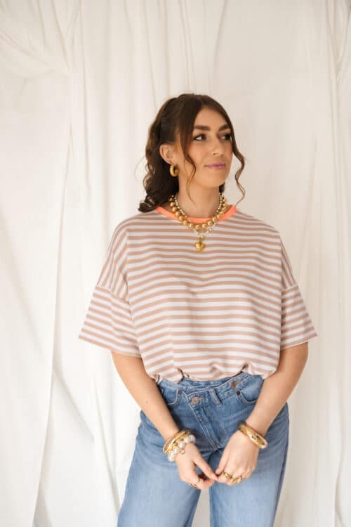 Alternative view of Nya Stripe Top Beige Orange