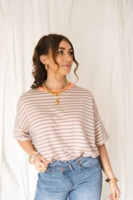 Nya Stripe Top Beige Orange