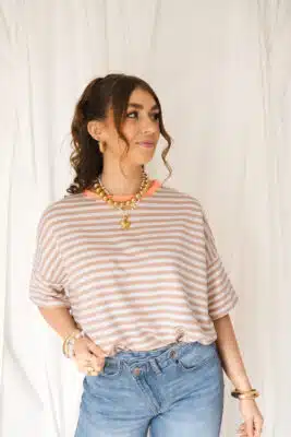 Nya Stripe Top Beige Orange
