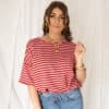 Nya Stripe Top Pink Red