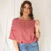 Nya Stripe Top Pink Red