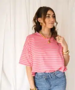 Nya Stripe Top Pink Light Pink