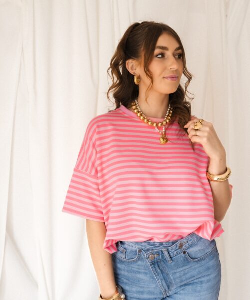 Nya Stripe Top Pink Light Pink