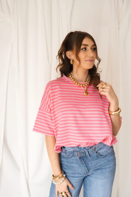 Nya Stripe Top Pink Light Pink