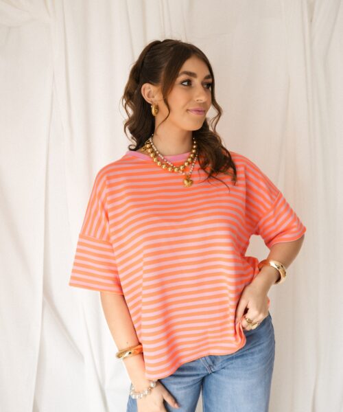Alternative view of Nya Stripe Top Coral Pink