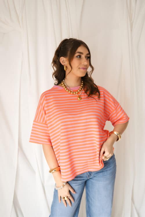 Alternative view of Nya Stripe Top Coral Pink