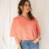Nya Stripe Top Coral Pink