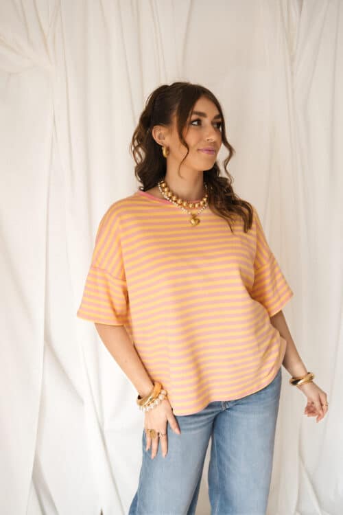 Alternative view of Nya Stripe Top Yellow Pink