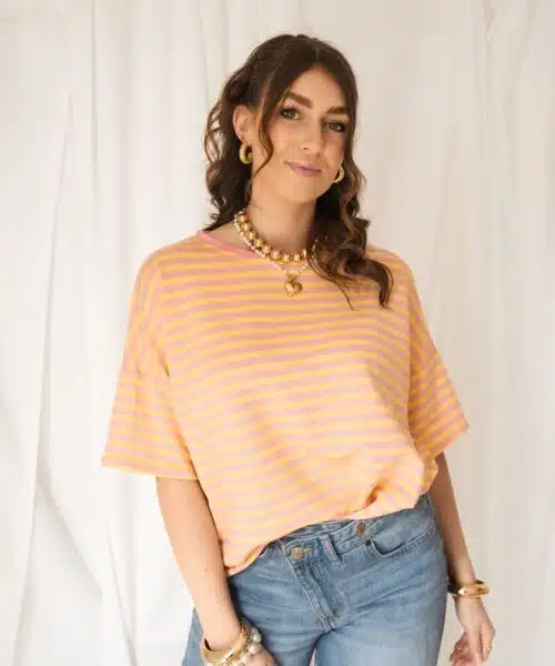Nya Stripe Top Yellow Pink