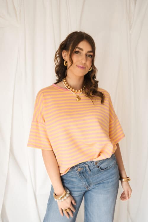 Nya Stripe Top Yellow Pink