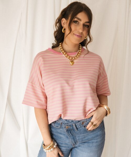 Nya Stripe Top Pink Beige