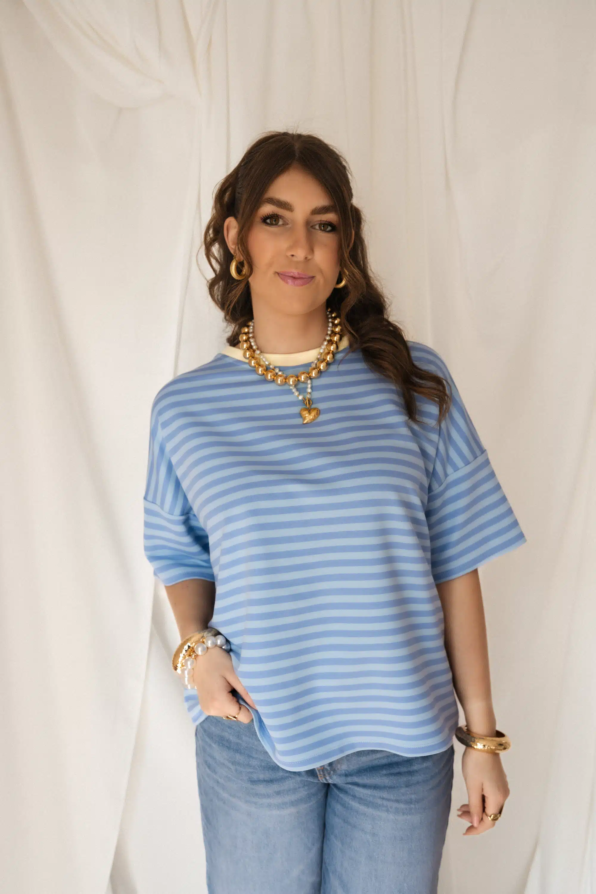 Nya Stripe Top Blue Yellow
