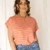 Simone Stripe Top Orange Pink