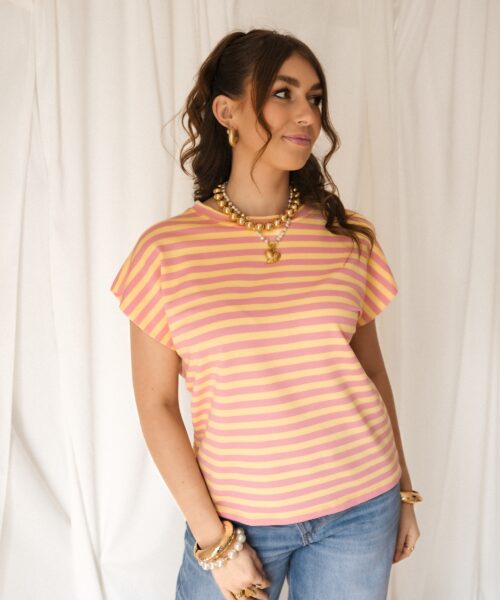 Alternative view of Simone Stripe Top Yellow Pink