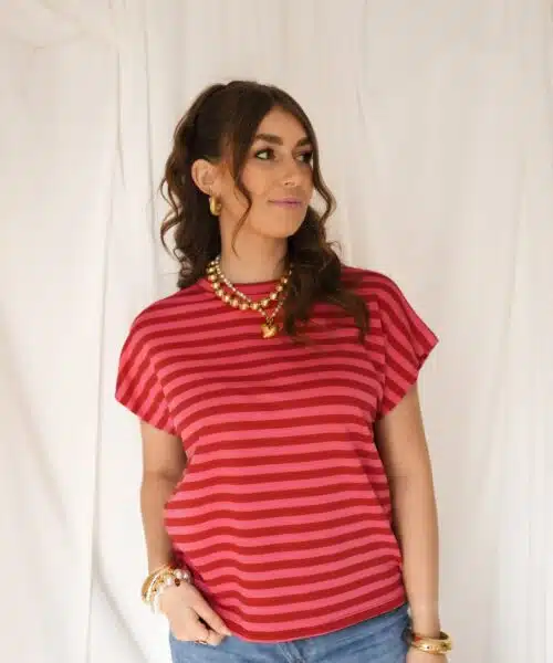 Alternative view of Simone Stripe Top Red Pink