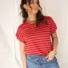 Simone Stripe Top Red Pink