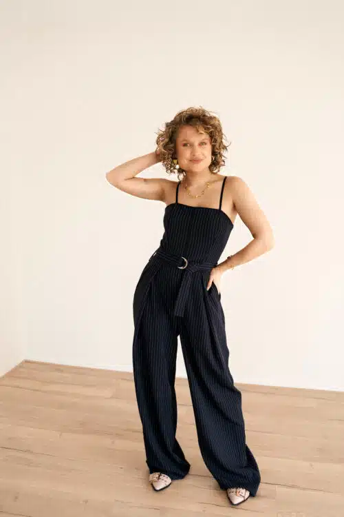 Ashley Krijtstreep Jumpsuit Navy