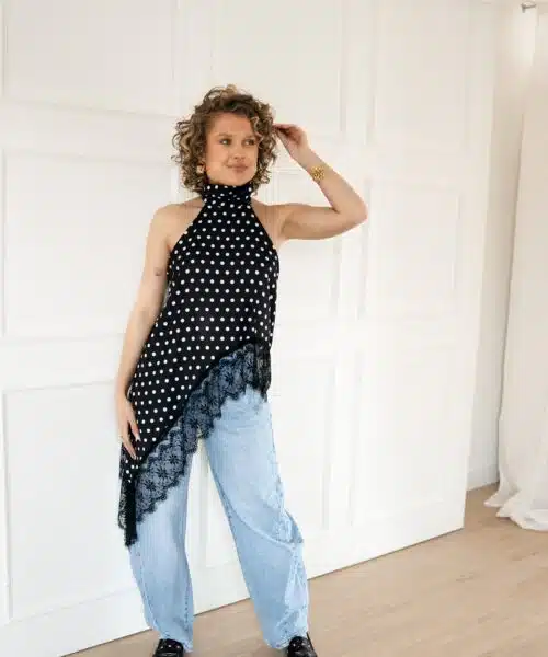 Alternative view of Polka Dot Lace Top Black~