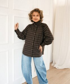 Alternative view of Ciron Checkered Blouse Brown*