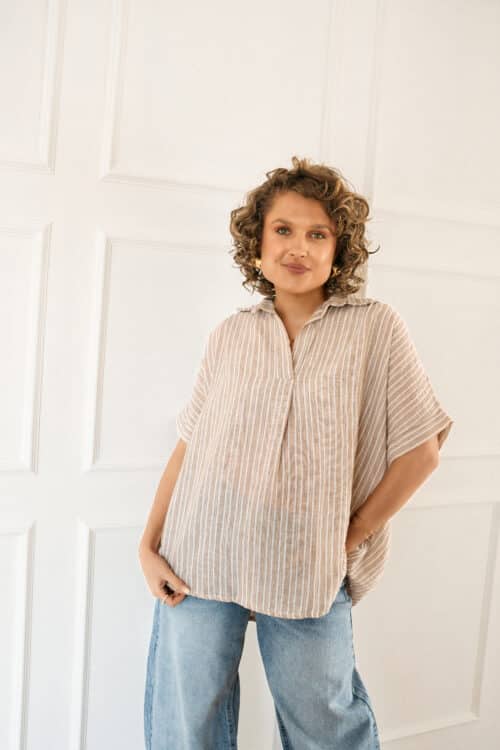 Alternative view of Dana Stripe Blouse Beige