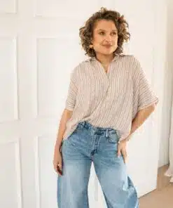 Dana Stripe Blouse Beige