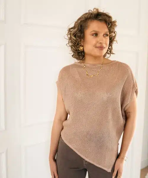Romee Asymmetrical Sparkle Top Taupe *